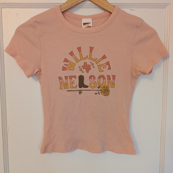 American Eagle Outfitters Tops - American Eagle Outfitters Pink Willie Nelson Graphic Tee